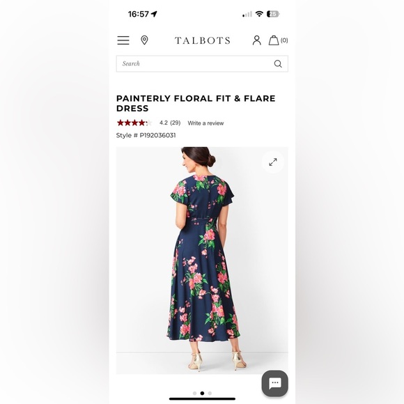 Talbot’s Dark Blue and Pink Floral Dress size L - Picture 6 of 7